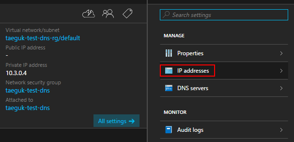 network interfaces ip addresses